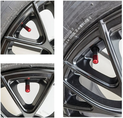 JUSTTOP 4PCS Car Tire Valve Stem Caps, Air Caps Cover, Universal for Cars, SUVs, Bike, Trucks and Motorcycles, Car Wheel & Tire Exterior Accessories-Red