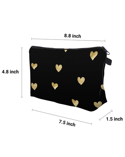 Aiphamy Cute Travel Makeup Bag Cosmetic Bag Small Pouch Gift for Women (Brushed Gold Heart)