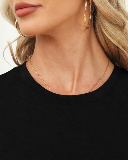 Memorose Womens Short Sleeve Tops Summer T Shirts Round Neck Fashion Causal Basic Tee Black M