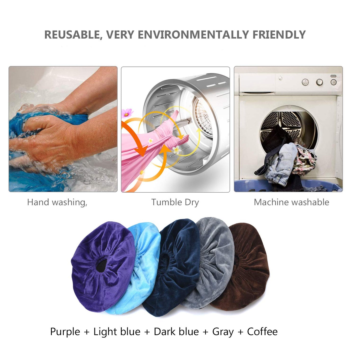 PlasMaller 5 Pairs Non Slip Washable Reusable Shoes Covers For Household Thickened Boots, 5 Colors, XL