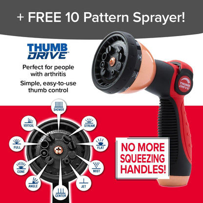 Pocket Hose Copper Head w/New Pocket Pivot Expandable Garden Hose 25 FT, AS-SEEN-ON-TV, Swivels 360°, Advanced Tri-Tex Tubing & Force Field Jacket, 3X Stronger, Lead-Free, No-Kink, Anti-Burst w/APT