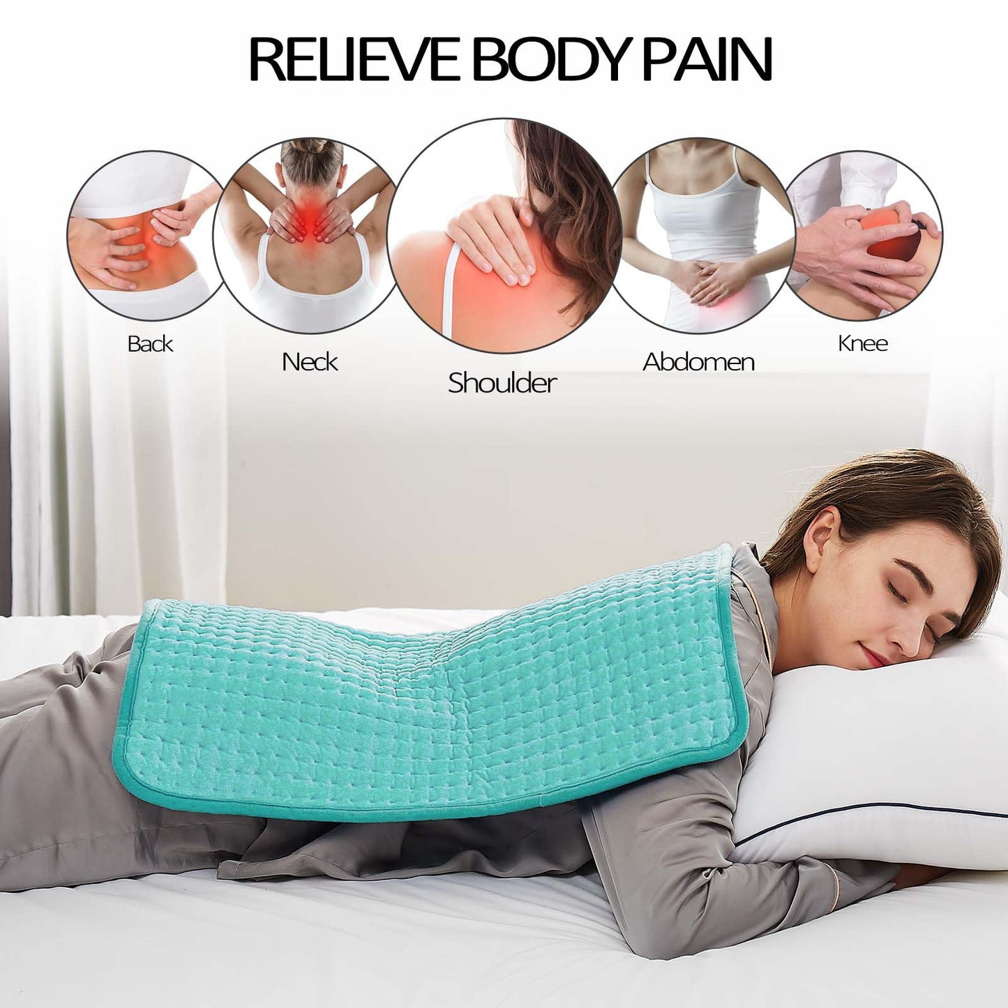 Heating Pad for Back Pain Relief & Cramps - Electric Heating Pads with Auto Shut Off -10 Heat Settings 6 Level Timer Dry & Moist Heat Pads Machine Washable - XXL Heating Pads (20"x24" Green)