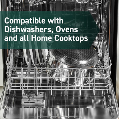 HexClad Hybrid Nonstick 8-Quart Stockpot with Tempered Glass Lid, Stay-Cool Handles, Dishwasher-Friendly, Oven-Safe Up to 900°F, Induction Ready, Compatible with All Cooktops