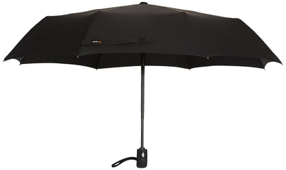 Amazon Basics Round Travel Umbrella for Rain, Compact Umbrella with Auto Open/Close, Strong Alloy Steel Frame, Compact Size for Backpacks/Handbags (11" Long When Closed), One Size, Black