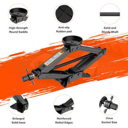 IMAYCC Car Jack 2.5 Ton/5512 lbs Universal Scissor Jack With Rubber Pad, Portable Tire Changing Kit With Lug Wrench, Emergency Kit for Sedan SUV MPV