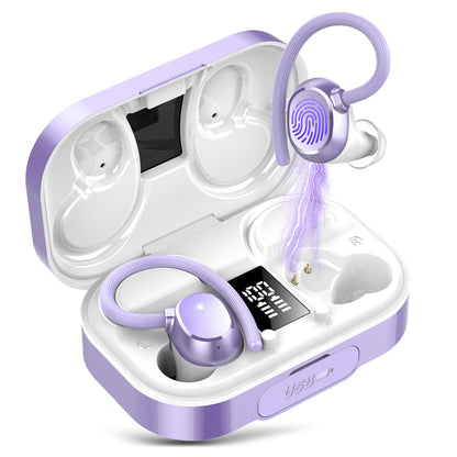 KT1 Wireless Earbuds V5.3 Bluetooth Earbuds 120Hrs Playtime, 4.7g Mini Size Painless Wear, IPX7 Waterproof, Deep Bass 2.0, Over-Ear Ear Buds Wireless Bluetooth Headphones for Sport Running(Purple)