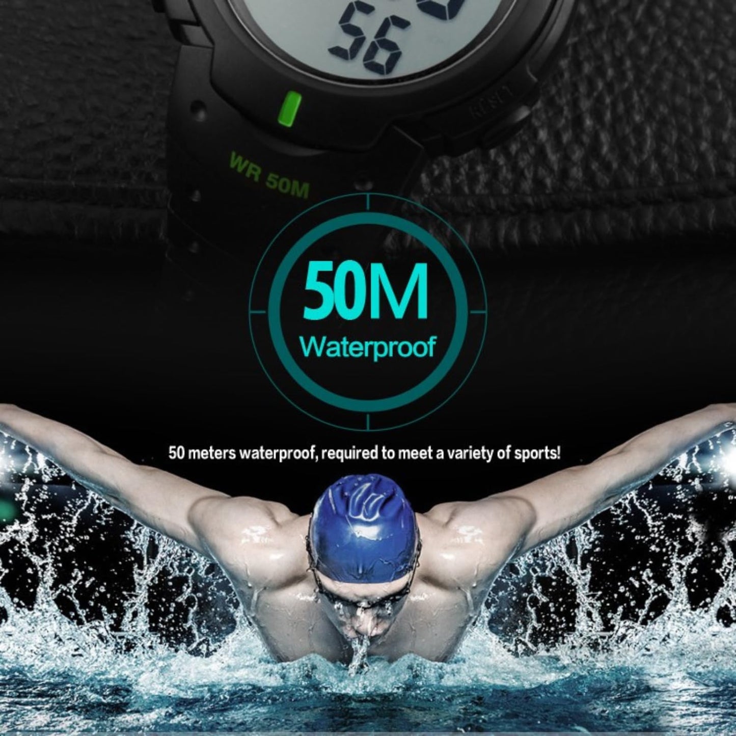 Mens Digital Waterproof Sports Watch LED Screen Large Face Military Watches for Men Casual Luminous Stopwatch Alarm Simple Army Watch