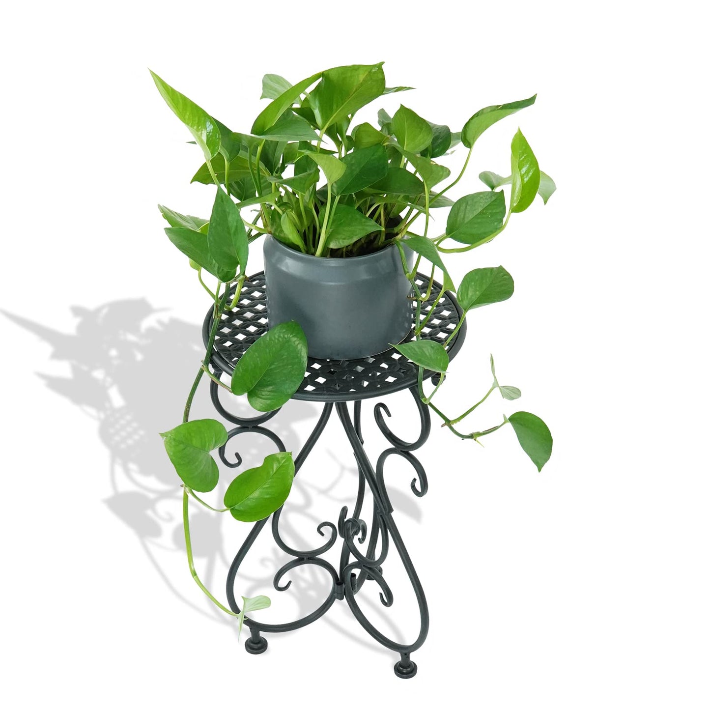 NAKUPE Metal Plant Stand, Heavy Duty Flower Pot Stand 17" Tall, Single Planter Holder for Indoor, Outdoor, Garden, Patio, Porch, Balcony, Home Decor, Black(1 Pack)