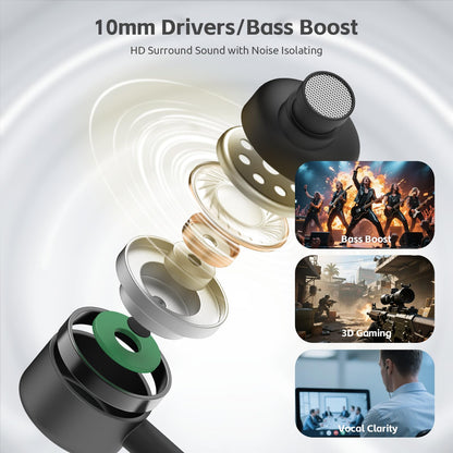 MORMOQUE EP-06 Wired Earbuds in-Ear Earphones,Build-in Microphone Noise Isolating Headphones,3.5mm Jack 4.9ft Long Cord Ear Buds,HD Bass Audio,with 6 Ear Tips,for Smartphones/Laptop/Computer Etc-Black