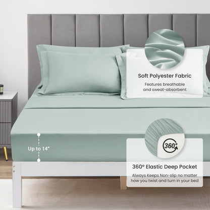 Love's cabin Twin Comforter Set Aqua, 5 Pieces Twin Bed in a Bag, All Season Bedding Sets with 1 Comforter, 1 Flat Sheet, 1 Fitted Sheet, 1 Pillowcase and 1 Pillow Sham