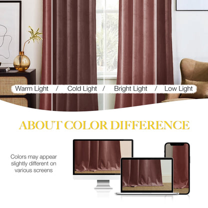 NICETOWN Wild Rose Velvet Curtains, Rod Pocket Velvet Drapes, Media Movie Theater Room Decor for Living Room, Super Soft Luxury Velvet Room Darkening Drapes for Home Decor (1 Pair, W52 x L96 inches)