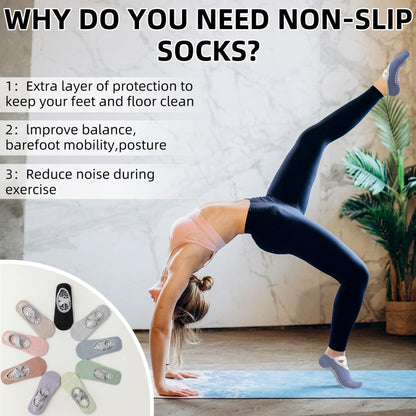 Minmex Yoga Socks for Women-1 Pairs Thin Non Slip Grip Socks with Straps for Pilates,Ballet, Dance, Barefoot Workout Purple