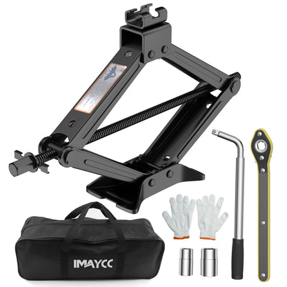 IMAYCC Car Jack Kit, Scissor Jack for Car 2 Ton (4409 lbs) Tire Jack Repair Kit,Spare Tire Changing Kit with Lug Wrench,Emergency Kit for Vehicle/Auto/SUV/MPV