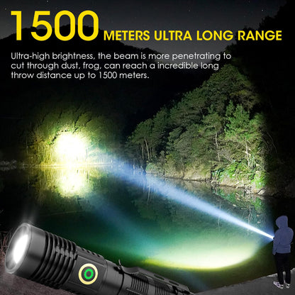 Rechargeable Flashlight High Lumens, High Lumens Super Bright Magnetic Flash Light, Long-Range Zoomable LED Flashlights for Emergency, Searching, Waterproof Flashlight Dimmable