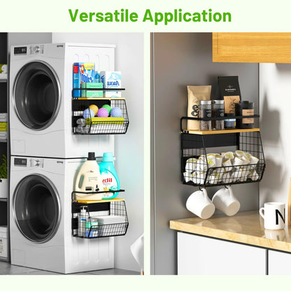 Magnetic Shelf for Fridge with Wood Lid, Fruit Potato and Onion Storage Bins, Pantry Organizers & Storage, Large Container Magnetic Spice Rack for Refrigerator, Kitchen Counter, Cabinet