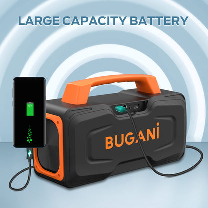 BUGANI Bluetooth Speaker - 80W Portable Wireless Speaker IPX7 Waterproof, 24H Playtime, Mic & AUX USB, Perfect for Parties & Pool