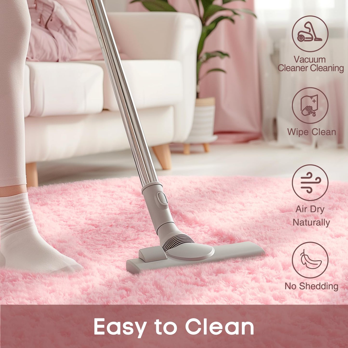 Ophanie Pink Round Rug for Bedroom Girls, Kids Fluffy Kawaii Fuzzy Furry Shag Area Rug, Cute Plush Soft Shaggy Bedside Circular Rugs 4Ft, Carpet for Teen Nursery Dorm Home Room Decor Aesthetic