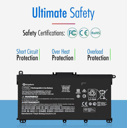 NinjaBatt HT03XL Battery for HP L11119-855 HW03XL 7265NGW Pavilion 15-DB Series14M-DH0003DX 14M-DH1003DX 15T-CS200 15-DY0013DX 15-DY1023DX 15-DY1751MS 15-CS3073CL
