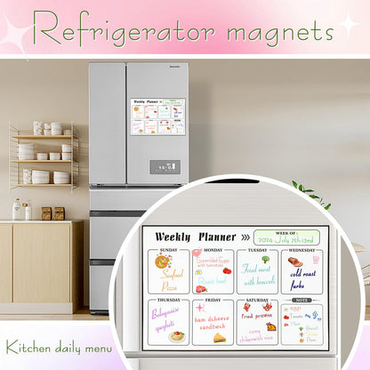 Meal Planner Magnetic Menu Board for Kitchen Fridge Planning Board Meal Planner for Fridge Weekly Meal Planner Dry Erase Calendar for Fridge Magnetic Calendar Fridge Calendar Magnet