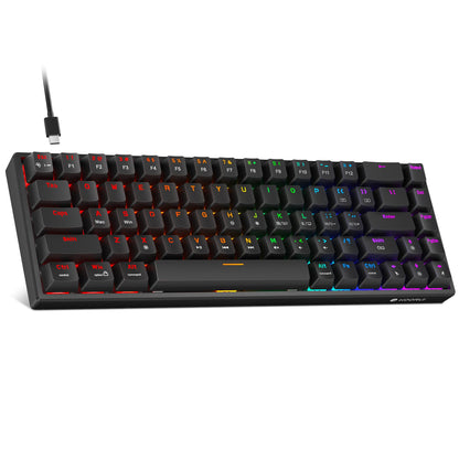 KOORUI 60% Mechanical Gaming Keyboard, Mixed Colors LED Backlit Ultra-Compact 68 Keys, Mini Wired Keyboard with Red Switch for Windows Laptop PC/Mac OS/Xbox