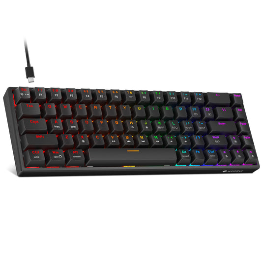 KOORUI 60% Mechanical Gaming Keyboard, Mixed Colors LED Backlit Ultra-Compact 68 Keys, Mini Wired Keyboard with Red Switch for Windows Laptop PC/Mac OS/Xbox