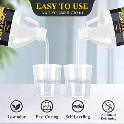 2 Gallon 3×UV Resistant Resin Kit,No Bubble & Crystal Clear Epoxy Resin for Coating, Casting, Table Top,DIY, Bar Top, River Tables, Resin Art, Wood with Two Pumps