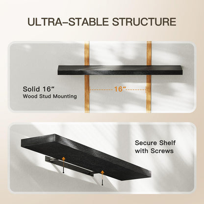 AMADA HOMEFURNISHING Floating Shelves for Wall, Wall Shelves for Living Room, Bedroom, Bathroom, Kitchen & Home Office Organization, Bathroom Shelves with Hidden Brackets, 22 lbs Max Load, AMFS44B