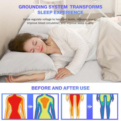 OneAmg Grounding Sheets Queen Size, Grounded Fitted Bed Sheet 10% Pure Silver Fiber + 90% Organic Cotton Bed Grounding Kit with grounding Cord for Improved Sleep & Wellness (White,Queen-80"x60"x15")