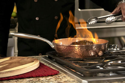 Gotham Steel 9.5" Hammered Pan with Tempered Glass Lid and Cool Touch Handles, Ultra Nonstick Fry Pan, Scratch Resistant Dishwasher Oven-Safe, Non-toxic Frying Pans and Skillets Cookware As Seen on TV