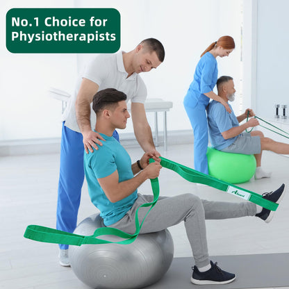 Abiarst Stretching Strap Yoga Straps for Physical Therapy, 10 Loops Non-Elastic Stretch Band for Pilates, Flexibility, Exercise and Gymnastics (Green)