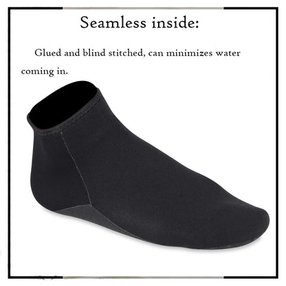 Neoprene Beach Booties - 3mm Glued Blind Stitched Anti-Slip Wetsuit Boots - Fin Swim Socks for Water Sports & Outdoor Activities (3mm Low Cut/Black, S)