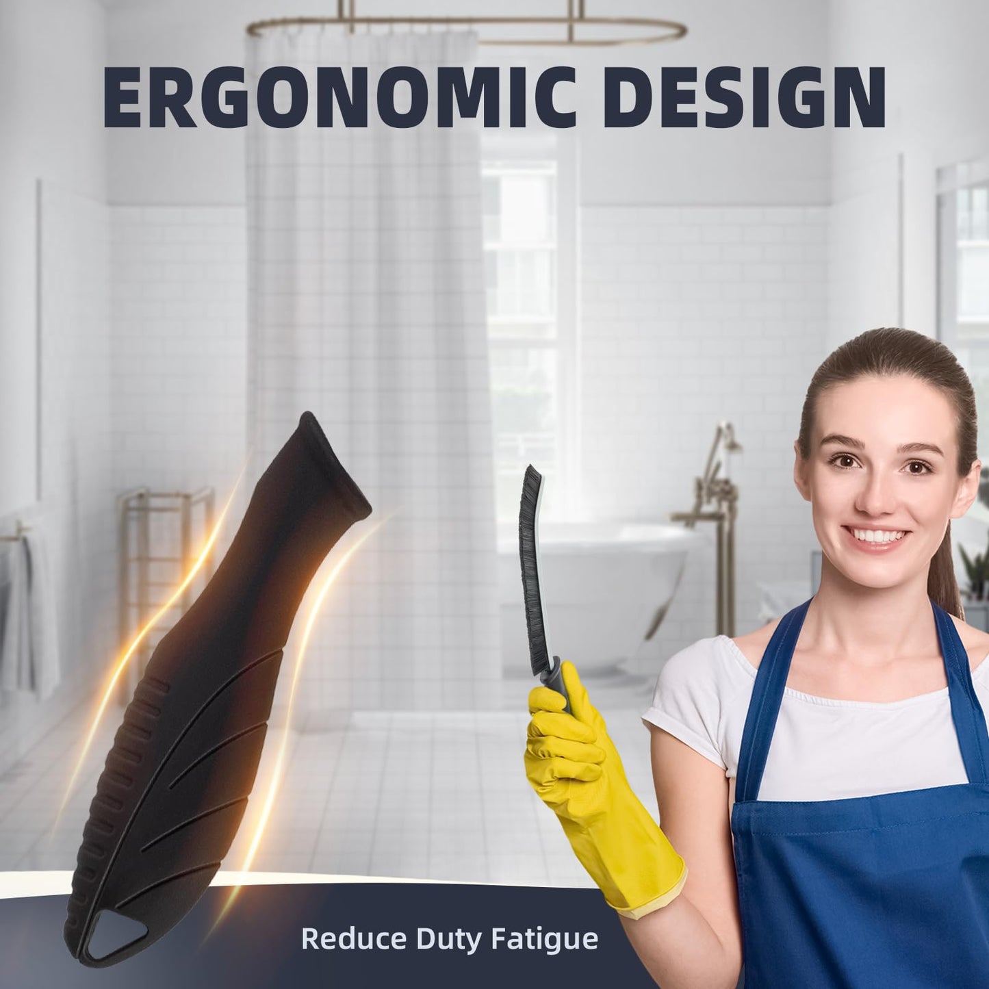 FOOGWEE Hard Bristle Crevice Cleaning Brush - Home Cleaning Tools, Multi-Purpose Crevice Supplies for Kitchen, Bathroom, Toilet, Window, Vehicle, Faucets, Grout, Home(3, Black)