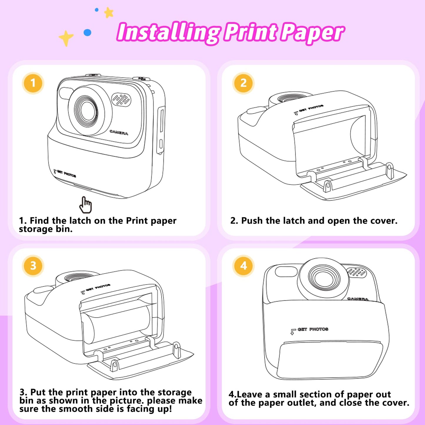 Kids Instant Digital Cameras for Boys and Girls, 1080P HD Dual-Lens Selfie Digital Camera with Print Paper & 32G Card, Christmas Birthday Gifts Toys for Toddler and Teenagers Age 3-16 Years Old