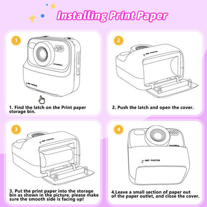 Kids Instant Digital Cameras for Boys and Girls, 1080P HD Dual-Lens Selfie Digital Camera with Print Paper & 32G Card, Christmas Birthday Gifts Toys for Toddler and Teenagers Age 3-16 Years Old