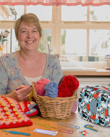 Aeelike Crochet Kit for Beginners with 15 Colors Yarn and Introduction Book, 71pcs Crochet Starter Kit Everything for Adult, Learn to Crochet Kit with Soft Grip Crochet Hooks and Blue Cat Bag