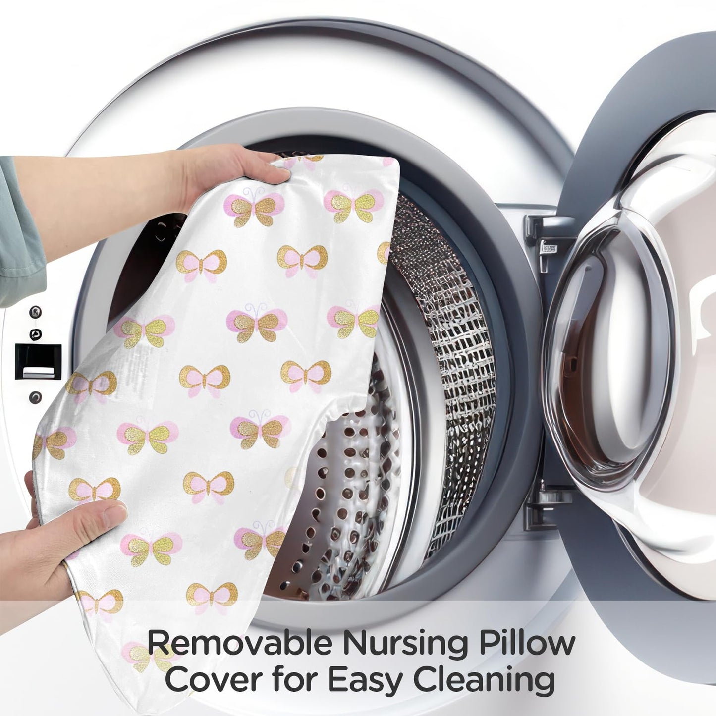 Little Grape Land Nursing Pillow, Breast Feeding Pillows for Mom, Butterfly Soft Cover with Breathable Filling, Feeding Support Pillow for 0-12 Months, Multifunctional Support Cushion for Travel