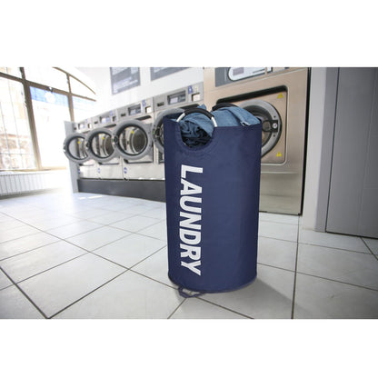 Maxsilan 90L Large Laundry Basket, Freestanding Tall Clothes Hamper, Collapsible Laundry Bag, Dark Blue