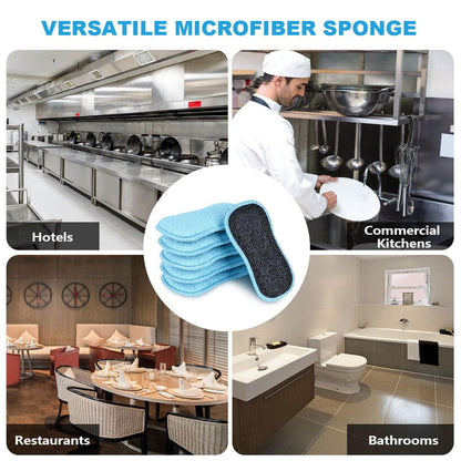 HOMEXCEL 12 Pack Multi-Purpose Scrub Sponges Kitchen, Dish Sponge, Non-Scratch Microfiber Sponge for Efficiently Cleaning Dishes, Pots, and Pans (Blue)