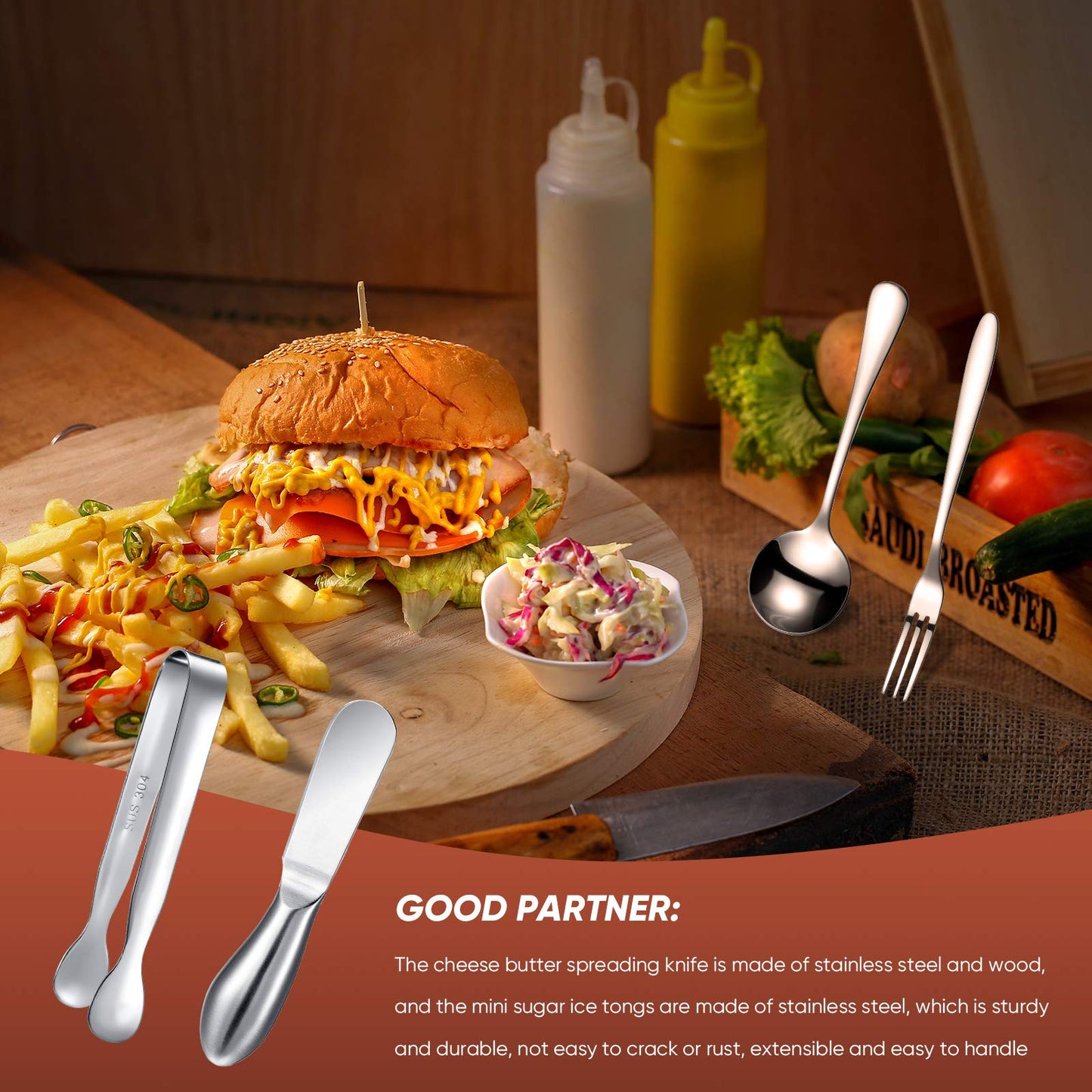 14 Pieces Charcuterie Board Accessories Cheese Spreader Knives Set Stainless Steel Charcuterie Utensils Spreader Knives Mini Serving Tongs Spoons and Forks for Cheese and Pastry Making(Silver)