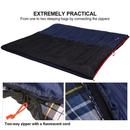 REDCAMP Outdoors Cotton Flannel Sleeping bag for Camping Hiking Climbing Backpacking, 3-season Trip Warm S Envelope Sleeping Bags 75 by 33 Inches (Navy Blue with 2lbs Filling)
