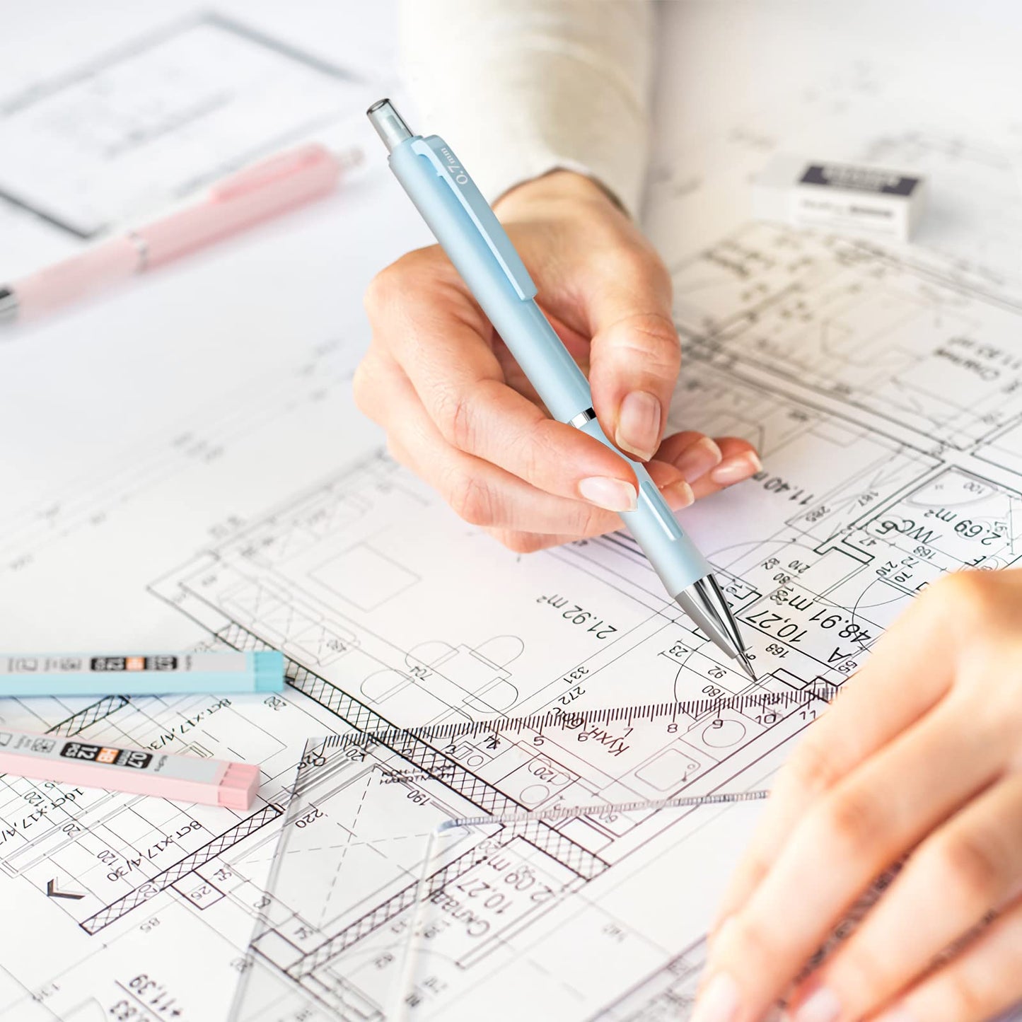 Nicpro 31PCS Pastel Mechanical Pencil Set with Case, Cute Art Drafting Pencils 0.5, 0.7, 0.9 mm & 2mm Lead Holder with 11 Tube Lead Refills(HB 2B), Aesthetic School Supplies for Drawing Sketching