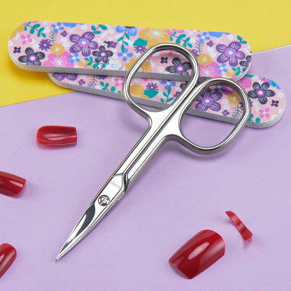 LIVINGO Premium Manicure Scissors Multi-purpose Stainless Steel Cuticle Pedicure Beauty Grooming Kit for Nail, Eyebrow, Eyelash, Dry Skin Curved Blade 3.5 inch