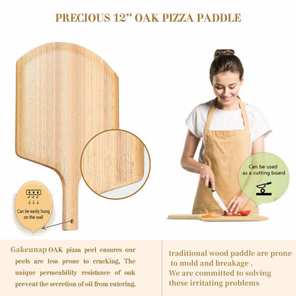 4 PCS Rectangle Pizza Stone Set, 15" Large Pizza Stone for Oven and Grill with Pizza Peel(OAK), Pizza Cutter & 10pcs Cooking Paper for Free, Baking Stone for Pizza, Bread,BBQ