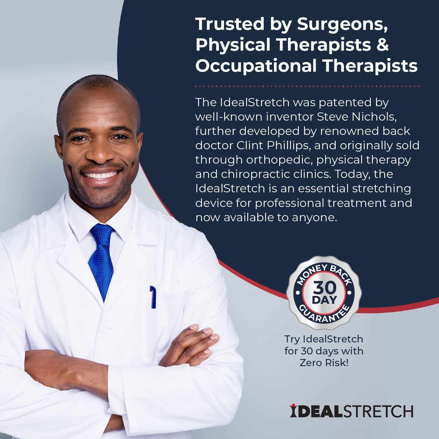 IdealStretch Original – Hamstring Stretcher, Lower Back Stretcher, Hip Stretcher, & Calf Stretcher - Knee Extension & Pain Relief