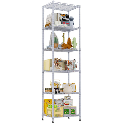 REGILLER 6 Wire Shelving Steel Storage Rack Adjustable Unit Shelves for Laundry Bathroom Kitchen Pantry Closet(Silver, 11.7" D x 16.8" W x 63" H)
