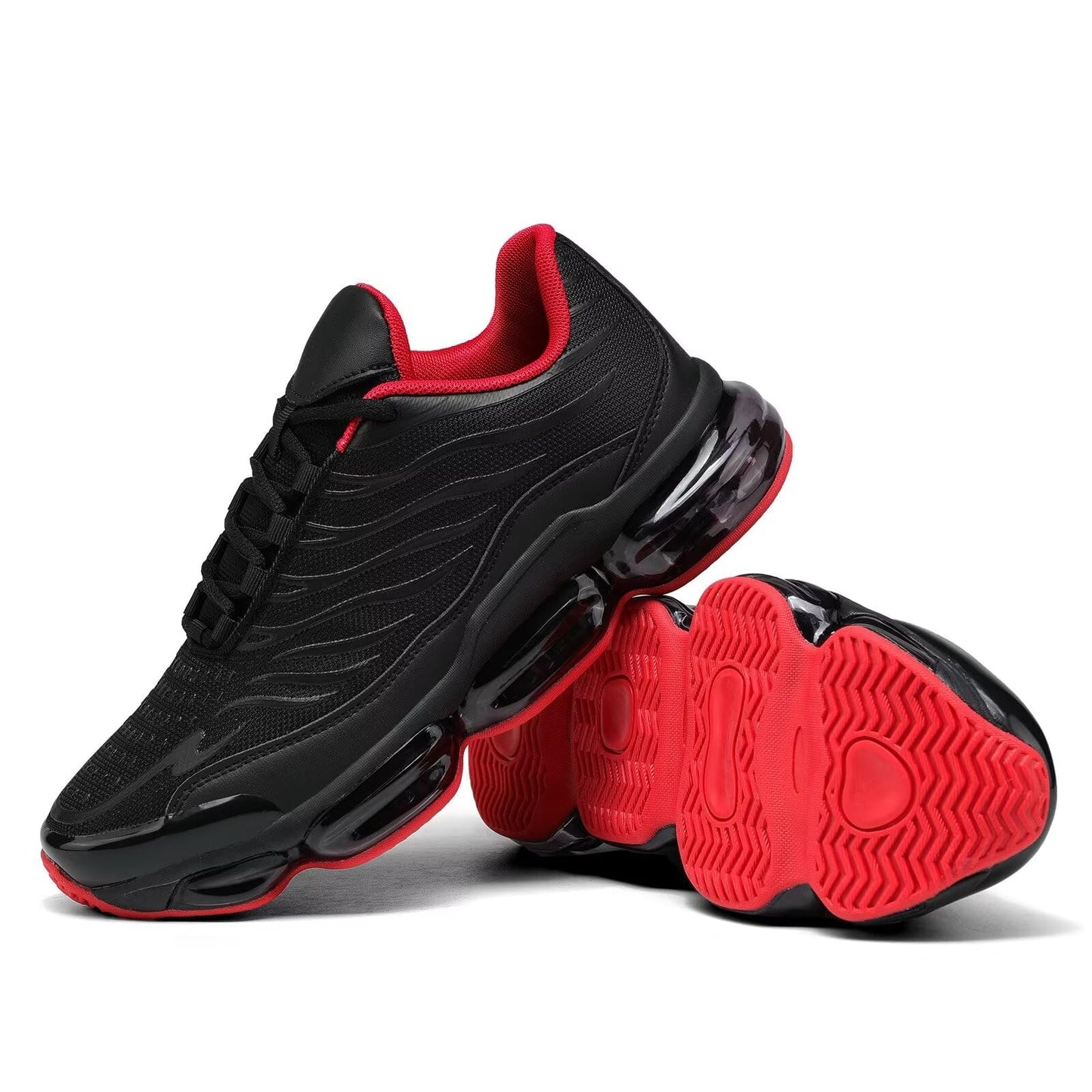 Men's Air Running Shoes Non Slip Workout Casual Sport Shoes for Men Basketball Sneakers Fashion Tennis Sport Fitness Cross Trainers Black/Red