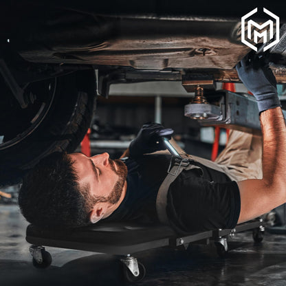 M-AUTO Foldable Z Creeper 2-in-1 Rolling Folding Car Creeper & Seat, 36" Adjustable Roller Garage Chair Lay Down or Sit, 330LBS Capacity Under Car Roller Creeper with 6 Swivel Casters, Black