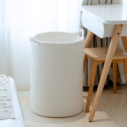 Homlikelan 72L Woven Laundry Hamper,Cotton Tall Wicker Laundry Basket for Blankets,Clothes,Pillows,Toys,Shoes Large Laundry Bin White