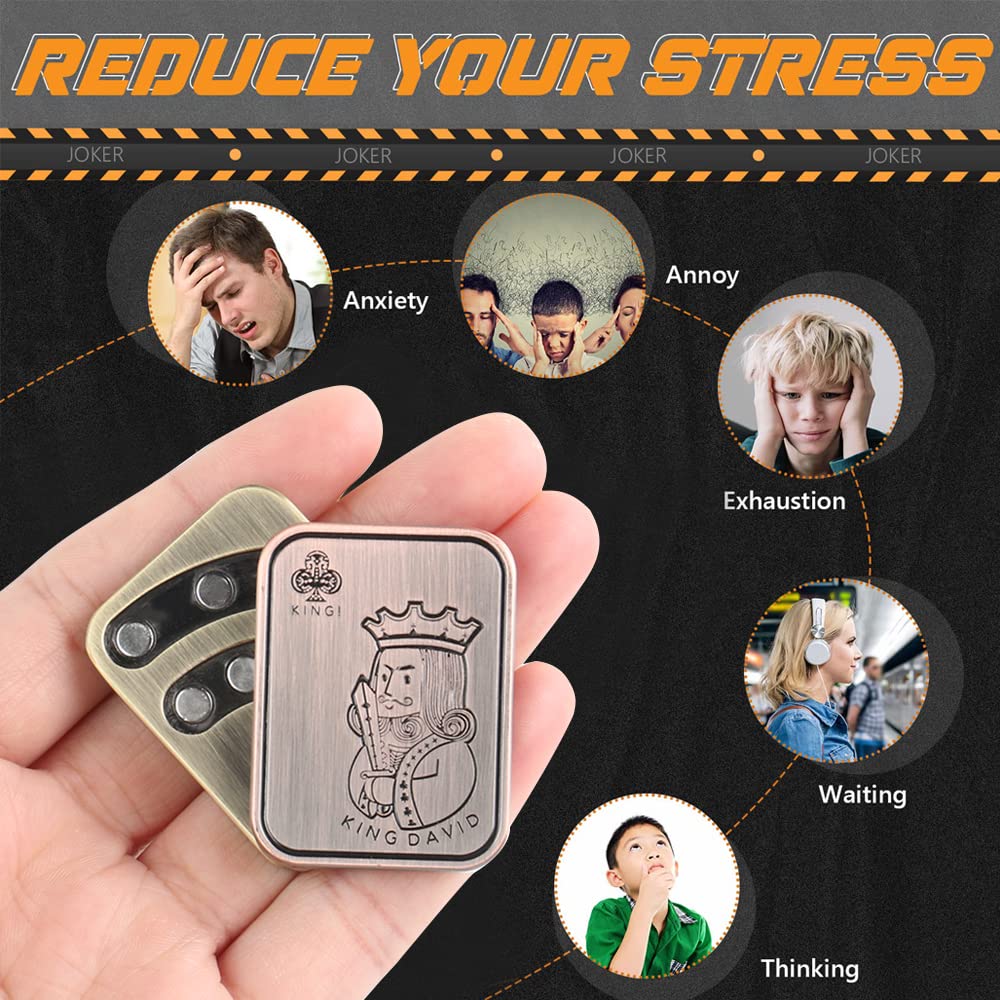 Magnetic Metal Fidget Toys - Metal Poker Queen Fidget Slider Stress Relief Toy, Men's EDC Toy Fidget Toy Haptic Coin, Office Desk Toys Gifts for Boyfriend and Father (Queen)