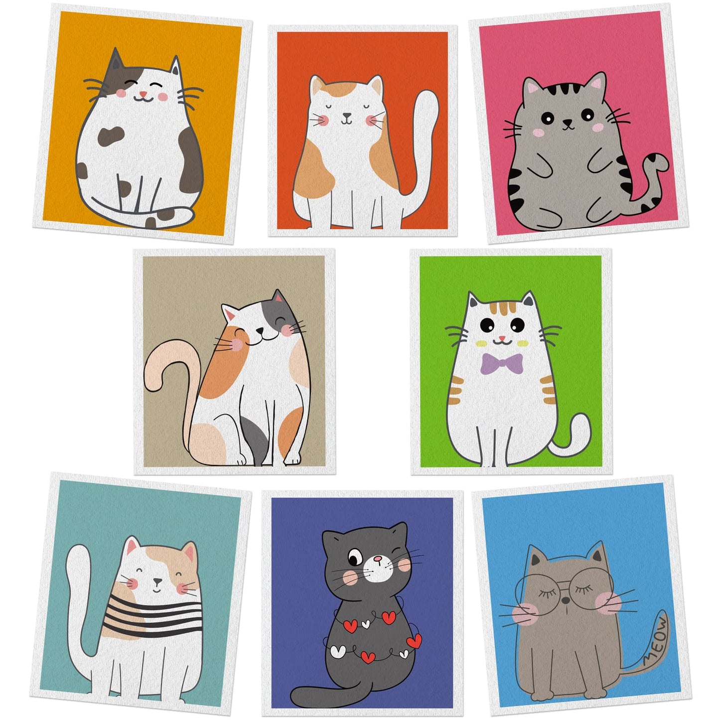 Lucomb Swedish Dish Cloths for Kitchen, 8 Pack Reusable Cleaning Cloth Absorbent Kitchen Towels No Odor Fast Drying for Home Wipes Dish Washing (Cute Cat)